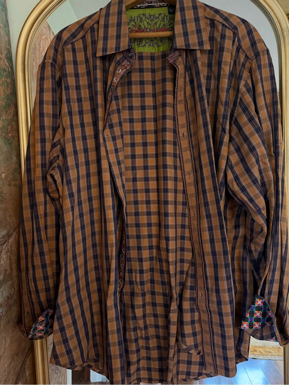 Robert Graham Brown and Navy Plaid Button-Down Shirt